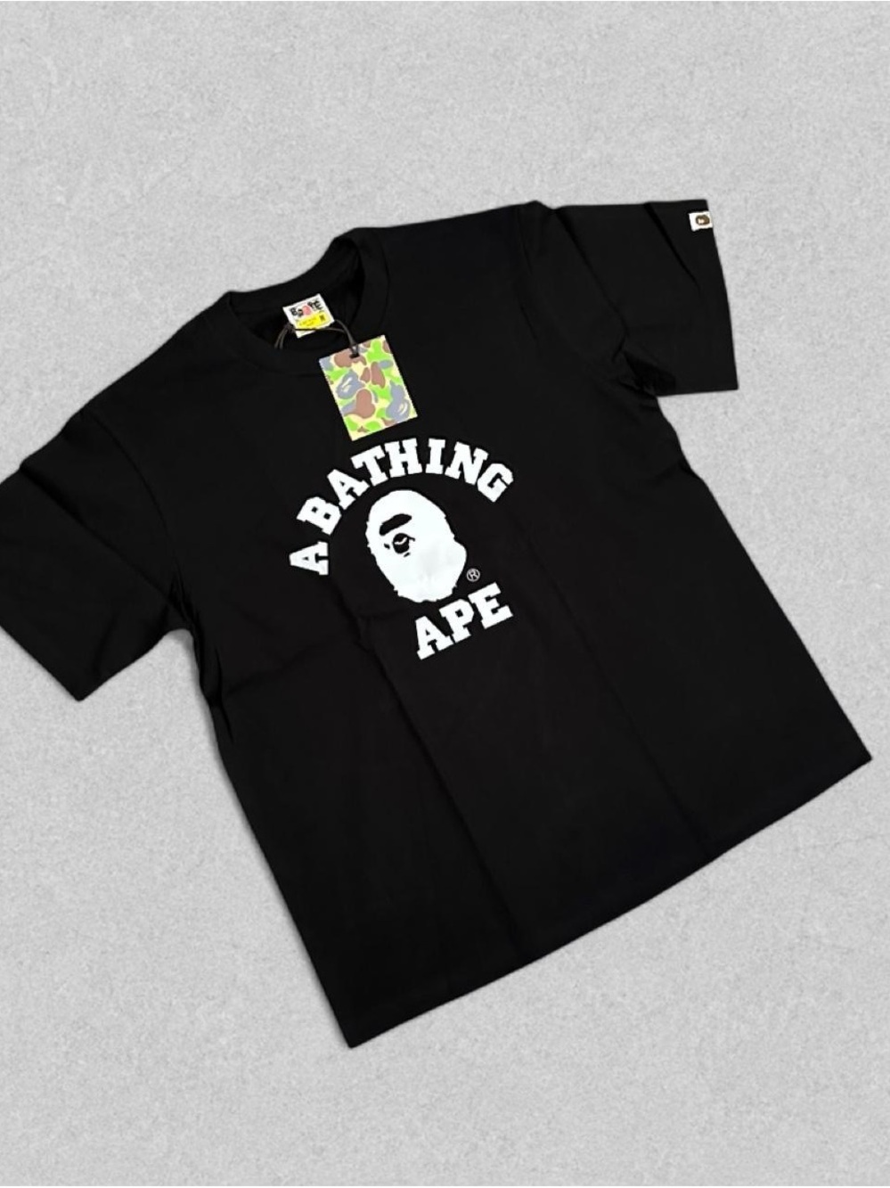 Bape Black Short Sleeve Tee with White Logo